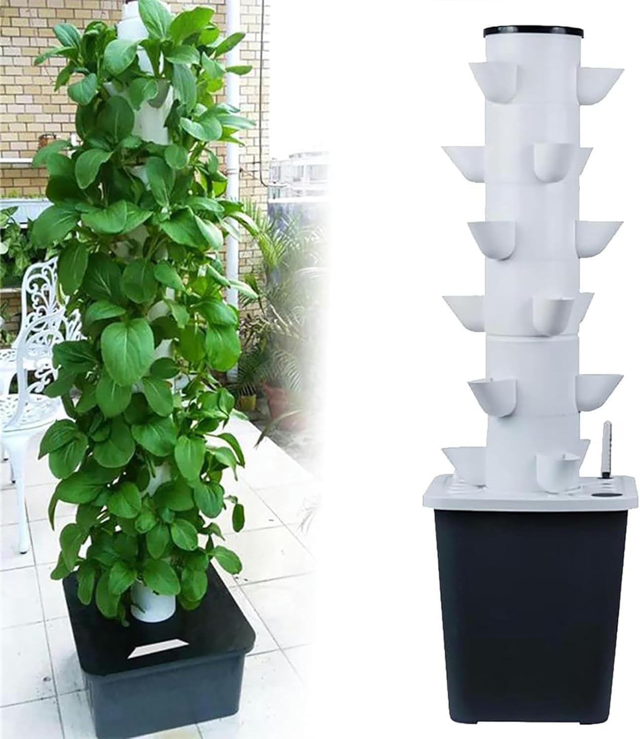 Genérico Cultivo hidropónico, Kit de Cultivo Vertical con 30 Agujeros para Plantar con depósito de Agua de 10 l, germinación Vertical para Balcones (30holes)