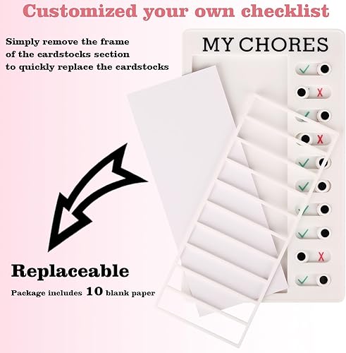 Miniatura 2 de Paquete de 2 tablas de tareas para niños, tabla de tareas deslizantes reutilizables  Mis tareas y listas de tareas pendientes equipada con 10