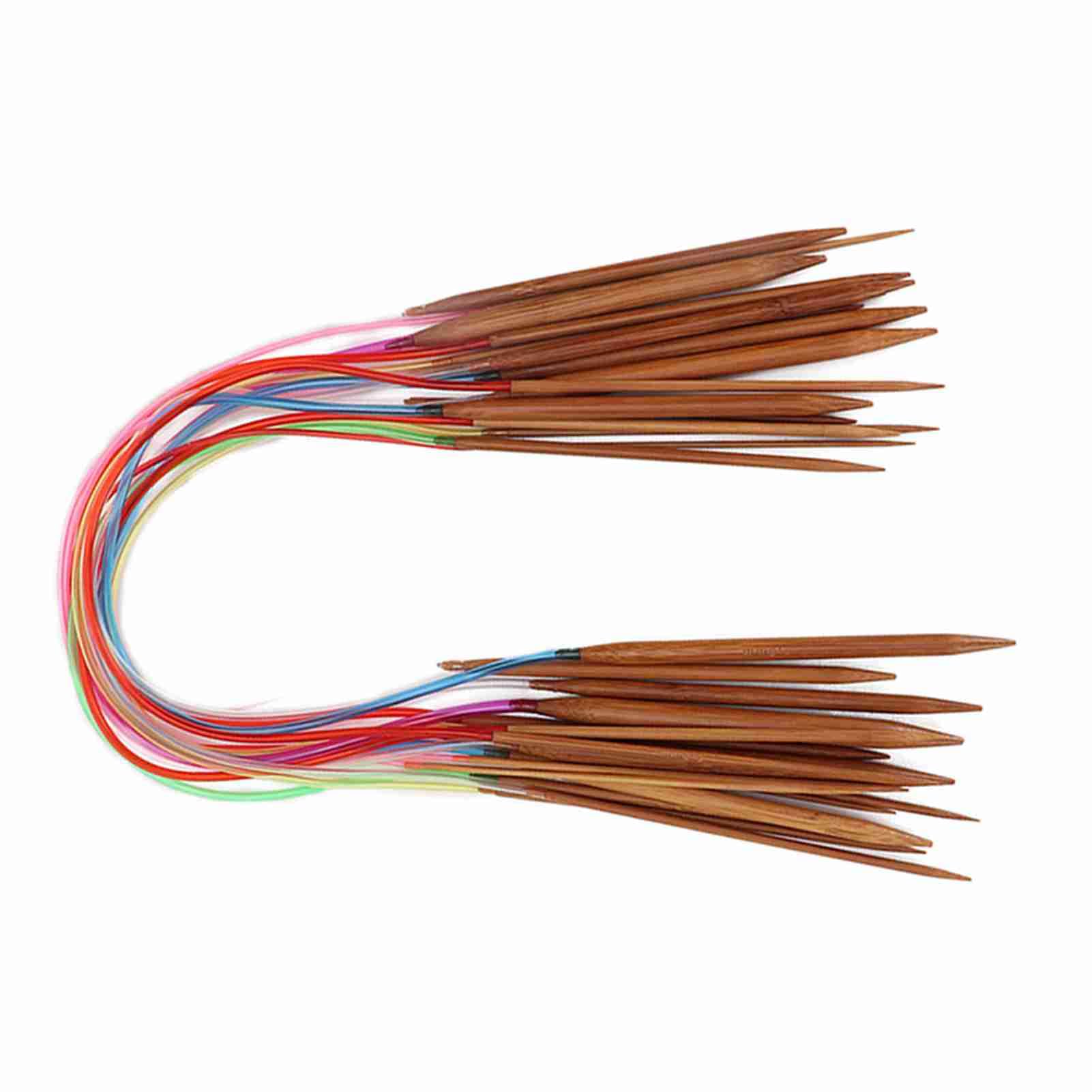 Jelquix Carbonized Bamboo Sweater Needles Multicolor Double Annular Knitting Needles for Creative Projects 18 Piece Set 2-10MM (100cm)