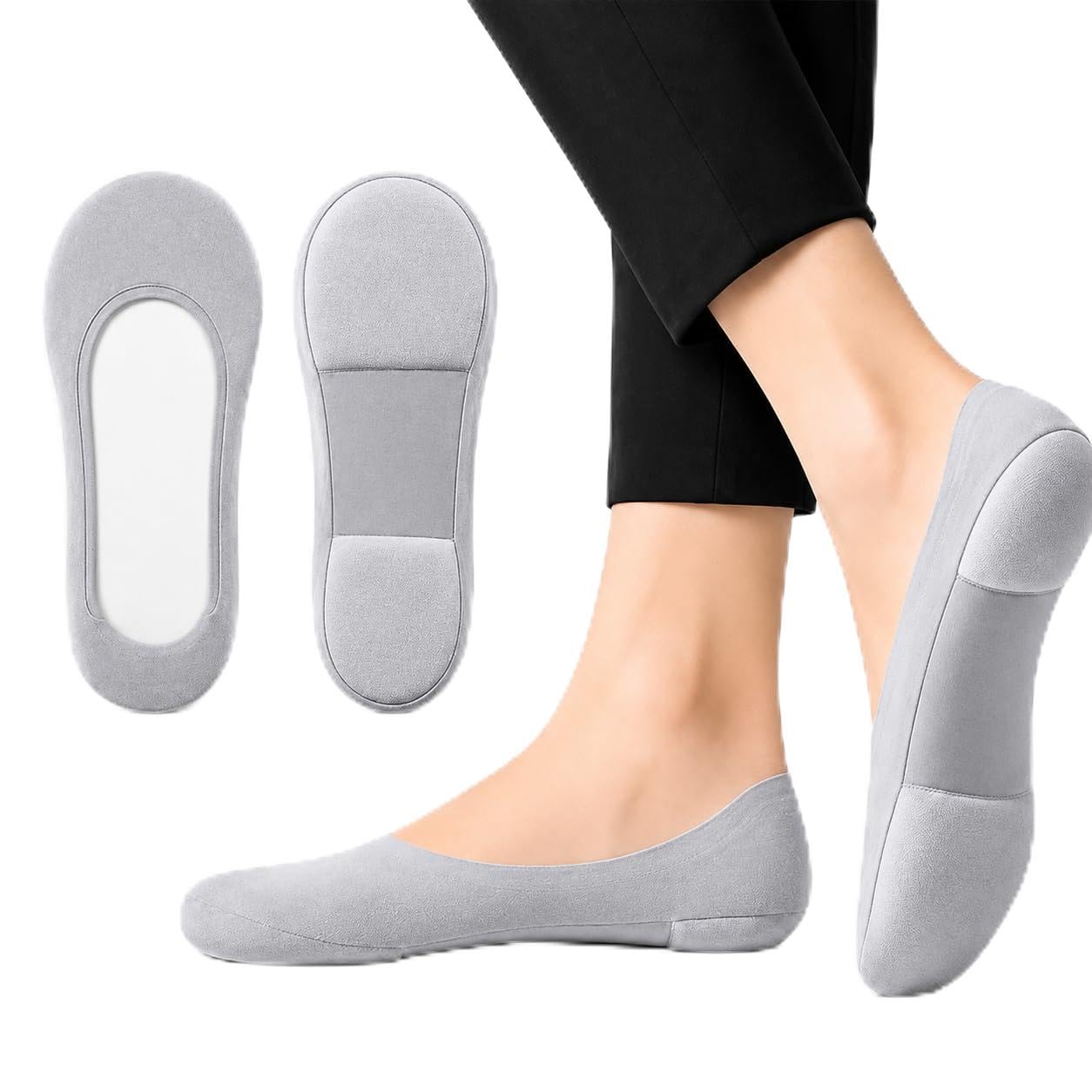 LIZANTA Padded No Show Socks for Women | Invisible Low Cut Cushioned Socks | Metatarsal Forefoot Pain Relief Pads | Breathable Cotton | Anti-Slip Silicone Heel Grip | Non-Slip Boat Socks for Flats, Sneakers & Loafers | 1 Pair | MULTICOLOUR-image-31
