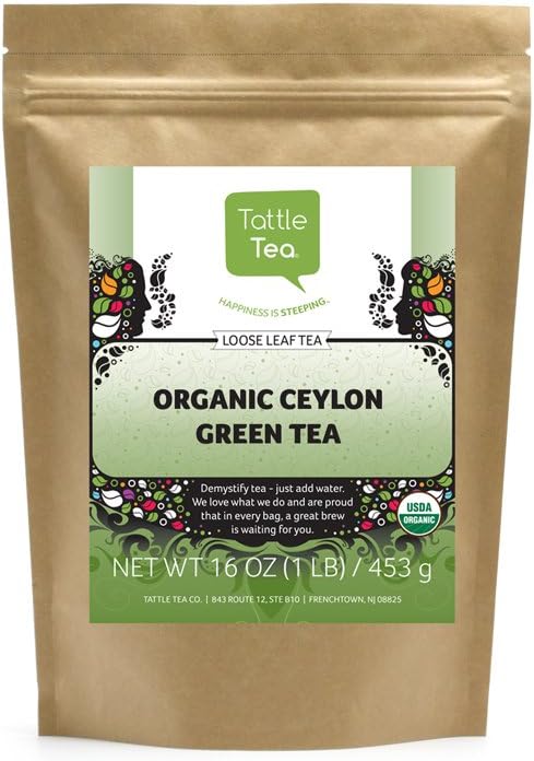 Tattle Tea Organic Ceylon Green Tea, 1 Pound