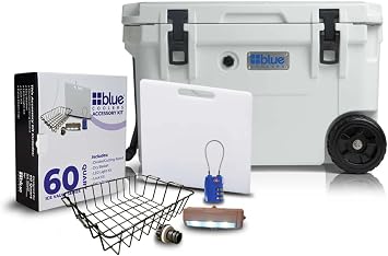 Blue Coolers 60 Quart White Wheeled Cooler with Accessory KIT Bundle ...