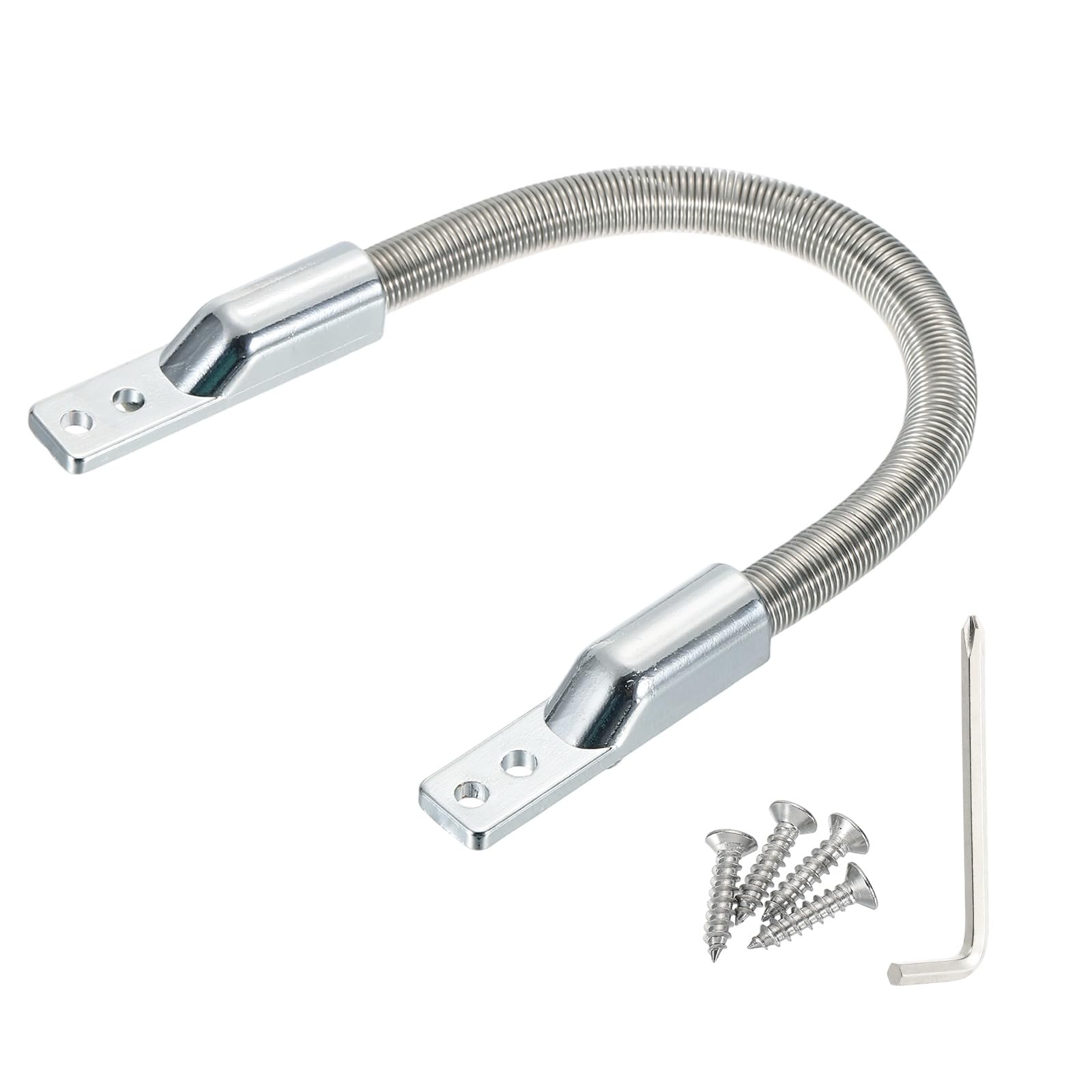 PATIKIL Armored Loop Power Transfer (247mm Long, Fit 7.5mm(0.3"), Silver) Metal Flexible Gooseneck Exposed Mounting Sleeve Door Cable Protector with Zinc End Cap, Suit for - Access System