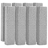 8 Pack Pumice Stone for Toilet Bowl Cleaning, Scouring Stick Remove Toilet Bowl Hard Water Rings, Calcium Buildup and Rust Suitable for Cleaning Toilet, Bathroom, Kitchen Sink, Grill（Gray