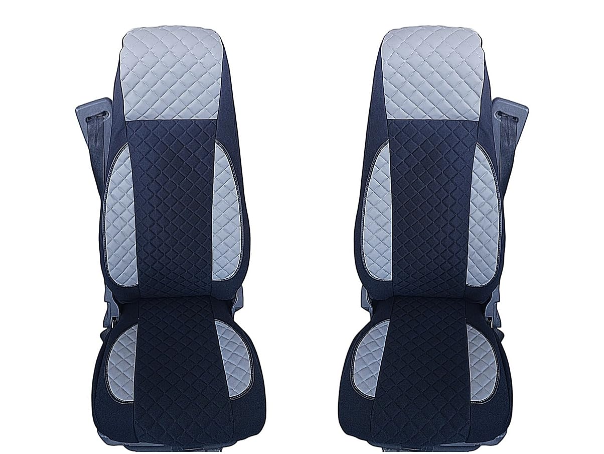 Fundas de asiento de camión diseñadas para adaptarse a Volvo FH3 FL FE FM 2002-2012, terciopelo gris ecológico, 2 piezas