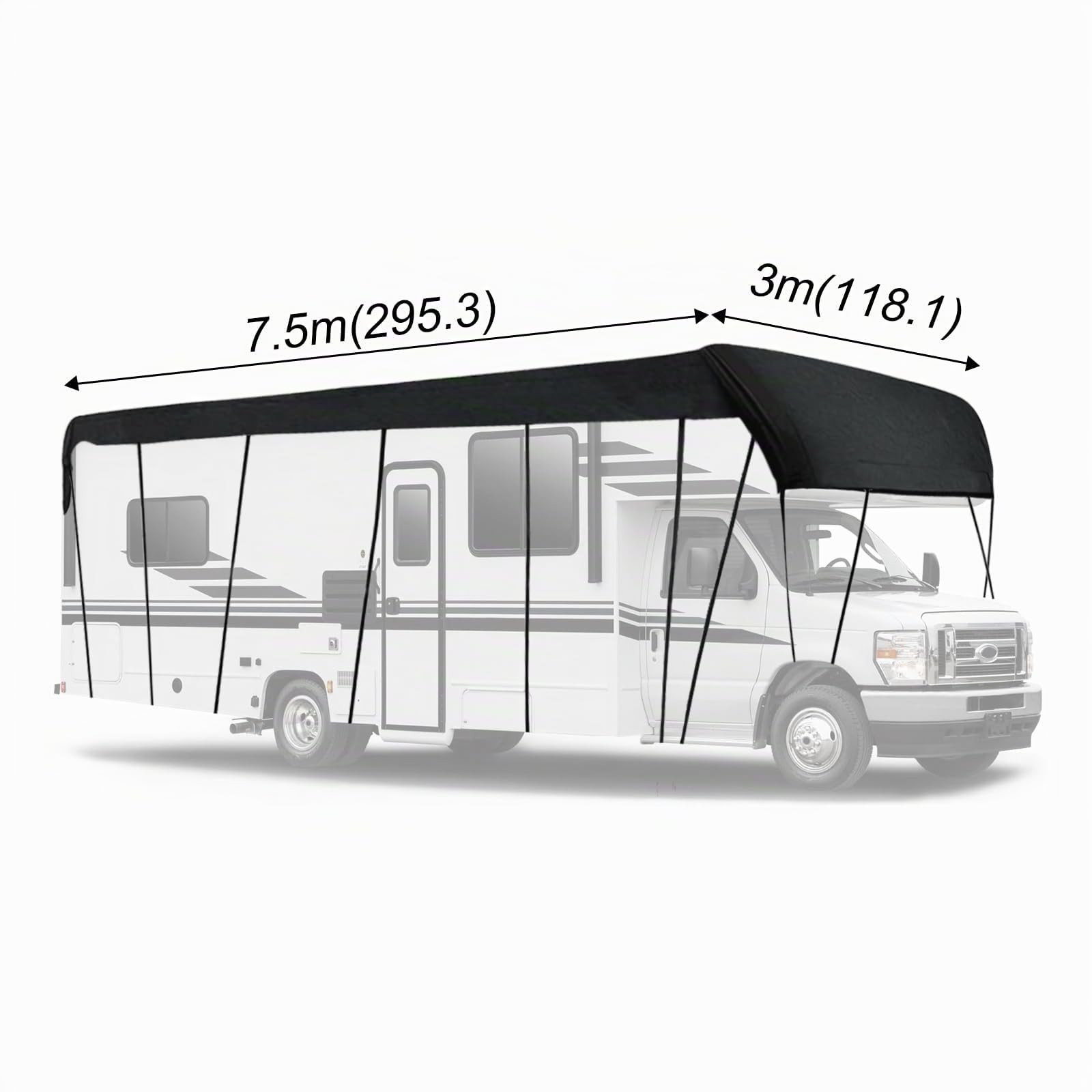 NEWFUN Wohnmobil Abdeckplane, Wohnwagen Schutzhülle, Wohnmobil Schutzdach 210D Dachschutzplane Abdeckung Abdeckplane für Wohnmobile und Wohnwagen (8.5 x 3 m)
