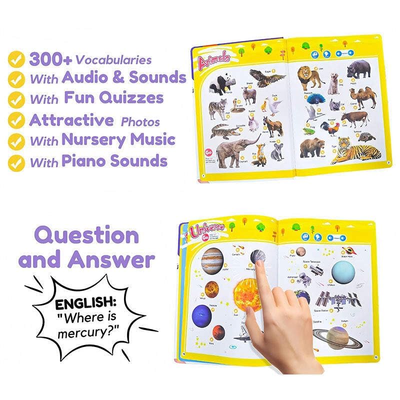 Image of SUPER TOY Kids English Words Sound Book Phonetic with 300+ Words, 13 Themes Pre School Learning Interactive Alphabet, Spelling, Math, Memory Games for Boys & Girls Age 1+