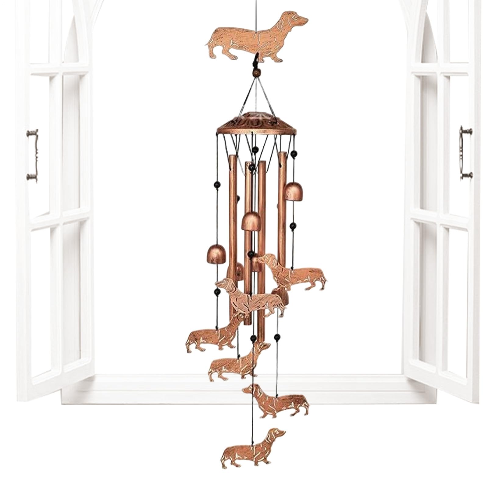 Luvsweets Dackel Windspiel Für Garten & Terrasse – Metall, Mit Glocken, Antik Bronze, Outdoor Deko