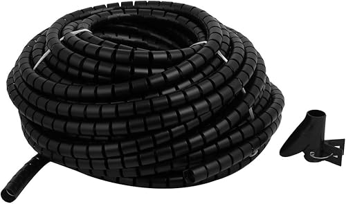 Cable flexible en espiral para cable de alambre negro, 0.787 in de diámetro x 98.4 ft de largo con clip (9c9c862ff9c9c165c16620fe8eac5db0)