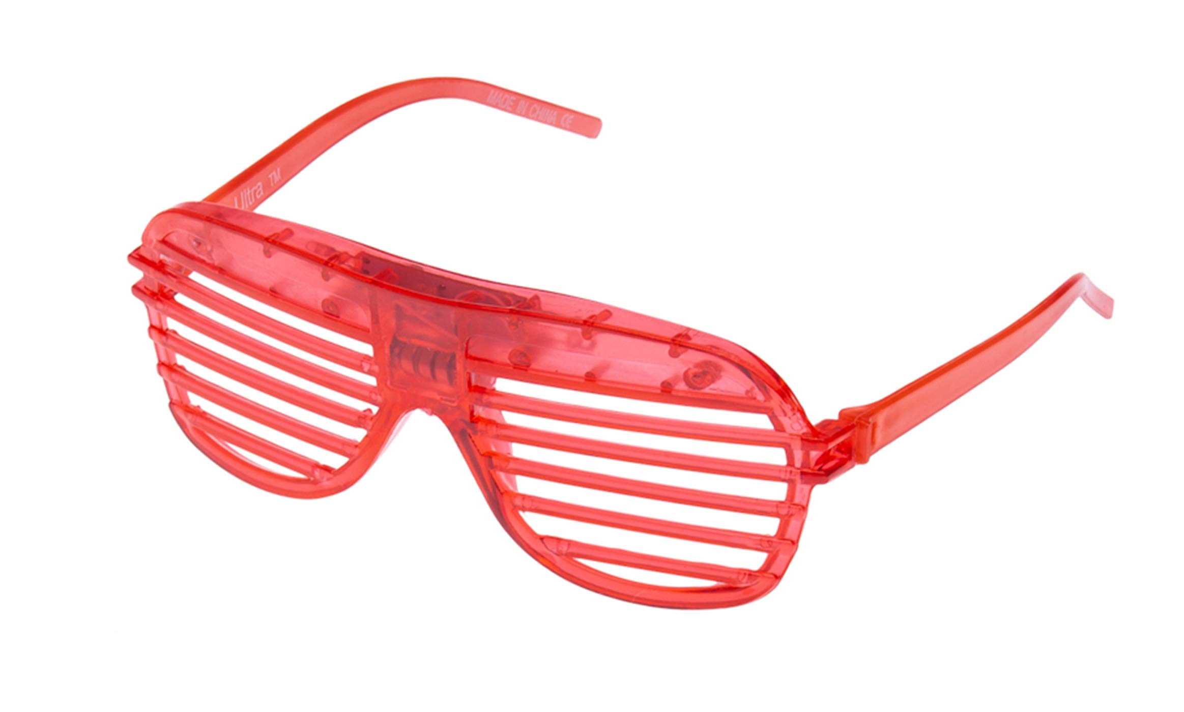 Ultra Red LED Shutter Glasses - Party Flashing Glasses with Lights - Neon Glasses Rave Accessories - Futuristic LED Glasses 6 Colour Rave Glasses - Light Up Glasses - Glow LED Sunglasses