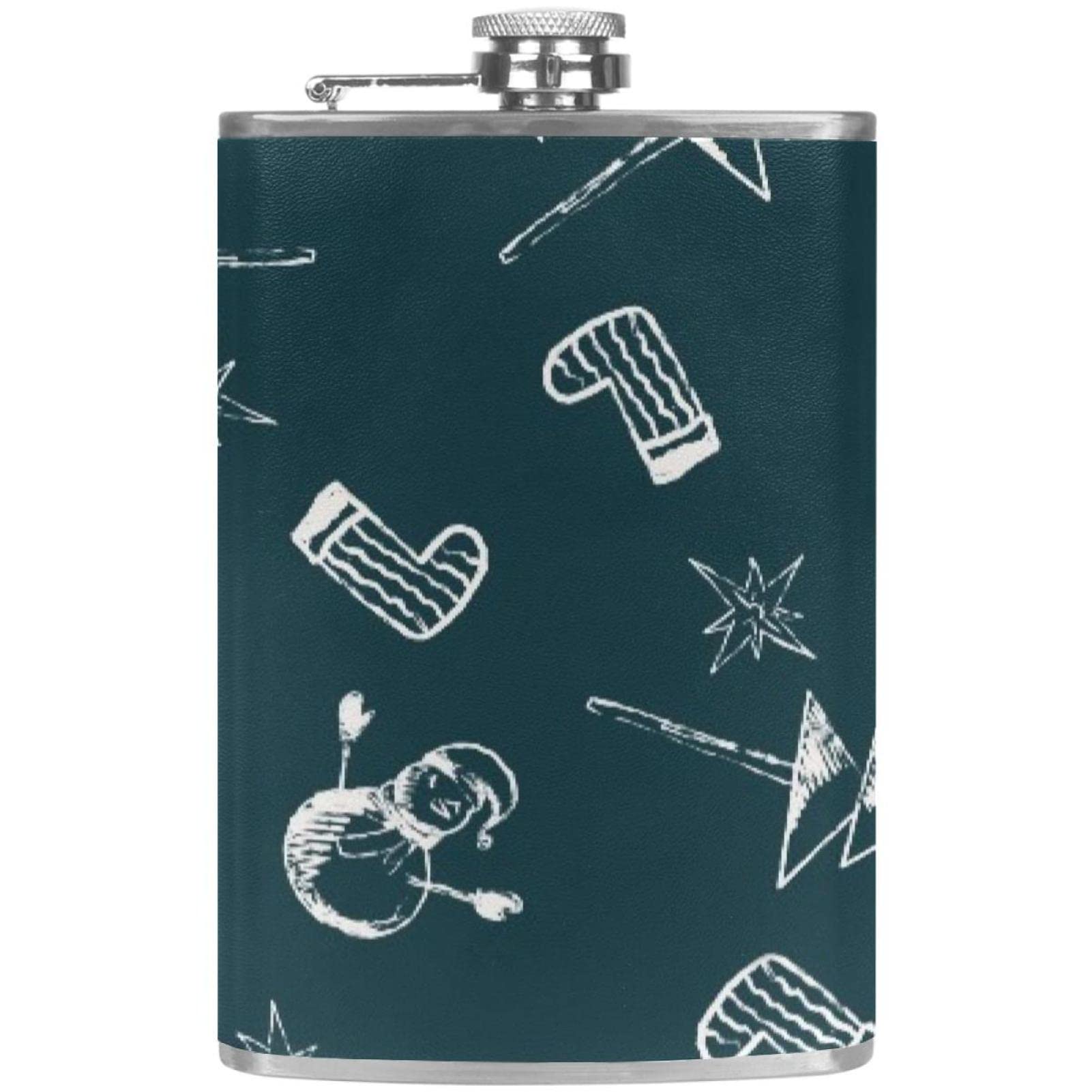 Flasque de Noël 237ml en acier inoxydable avec entonnoir pour liqueur et spiritueux