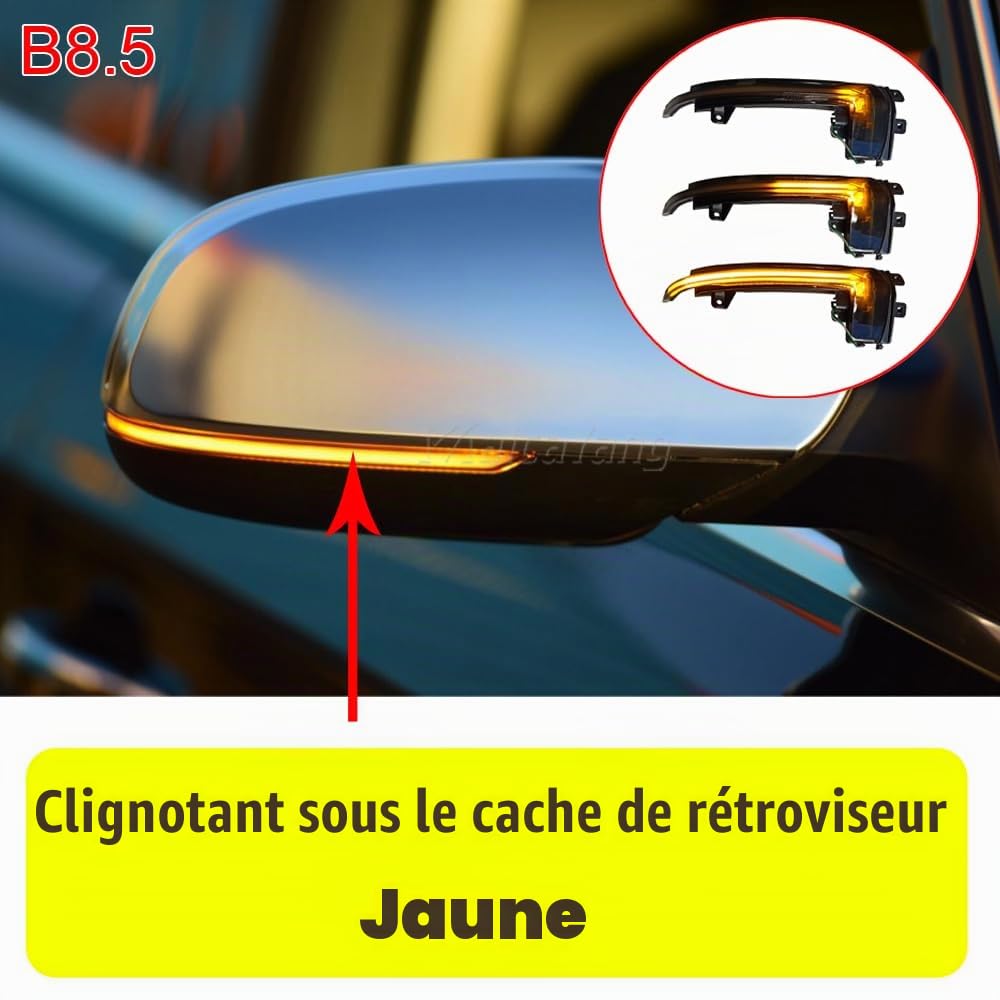 Une paire Indicateur de Miroir Sequentiel Dynamiques LED Clignotant Pour Audi A3 8P A4 A5 B8.5 Q3 A6 C6 S5 RS3 RS4 RS5 (2010-2016) Noir