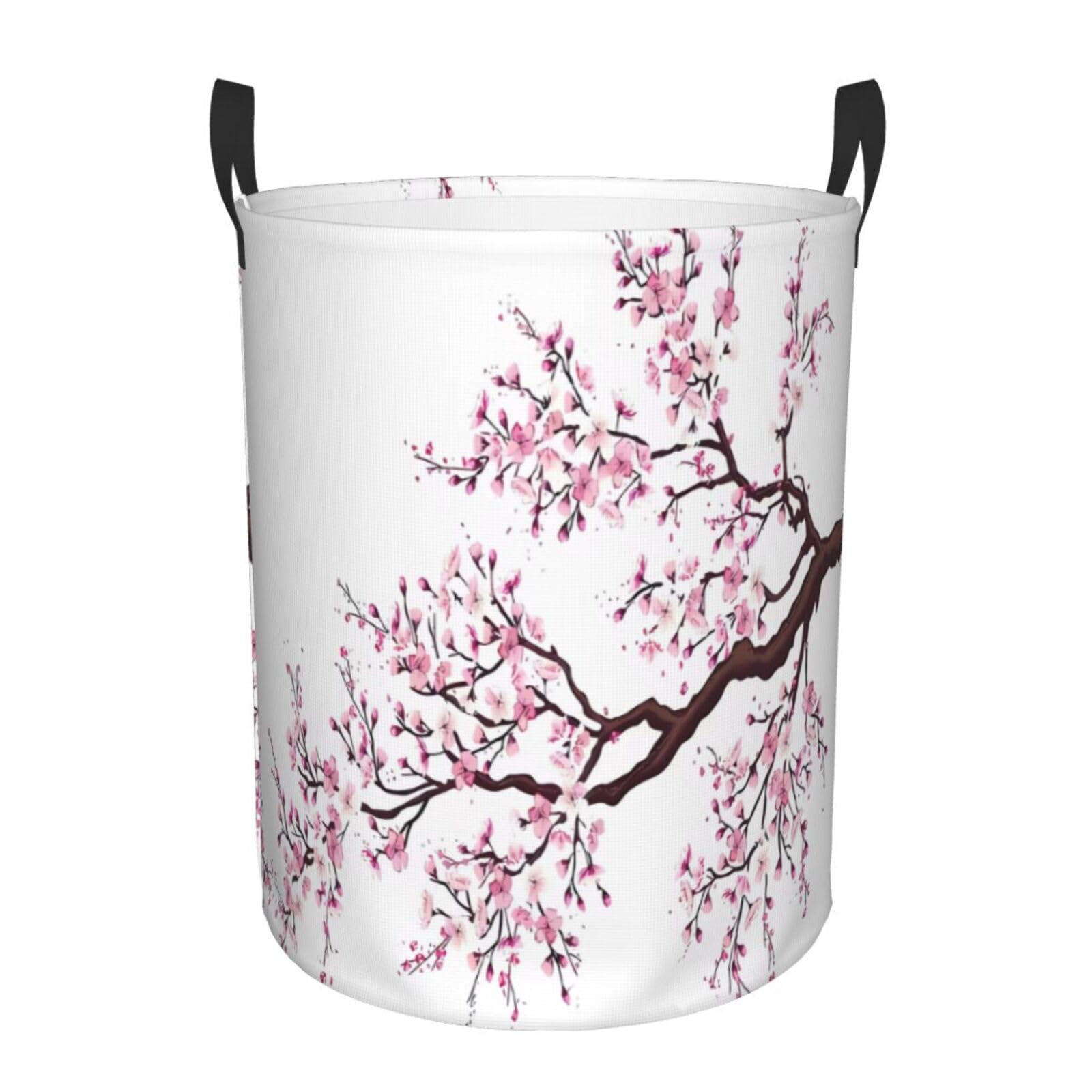 M Circular Hamper Cherry Blossoms Tree Print Storage Basket for Home