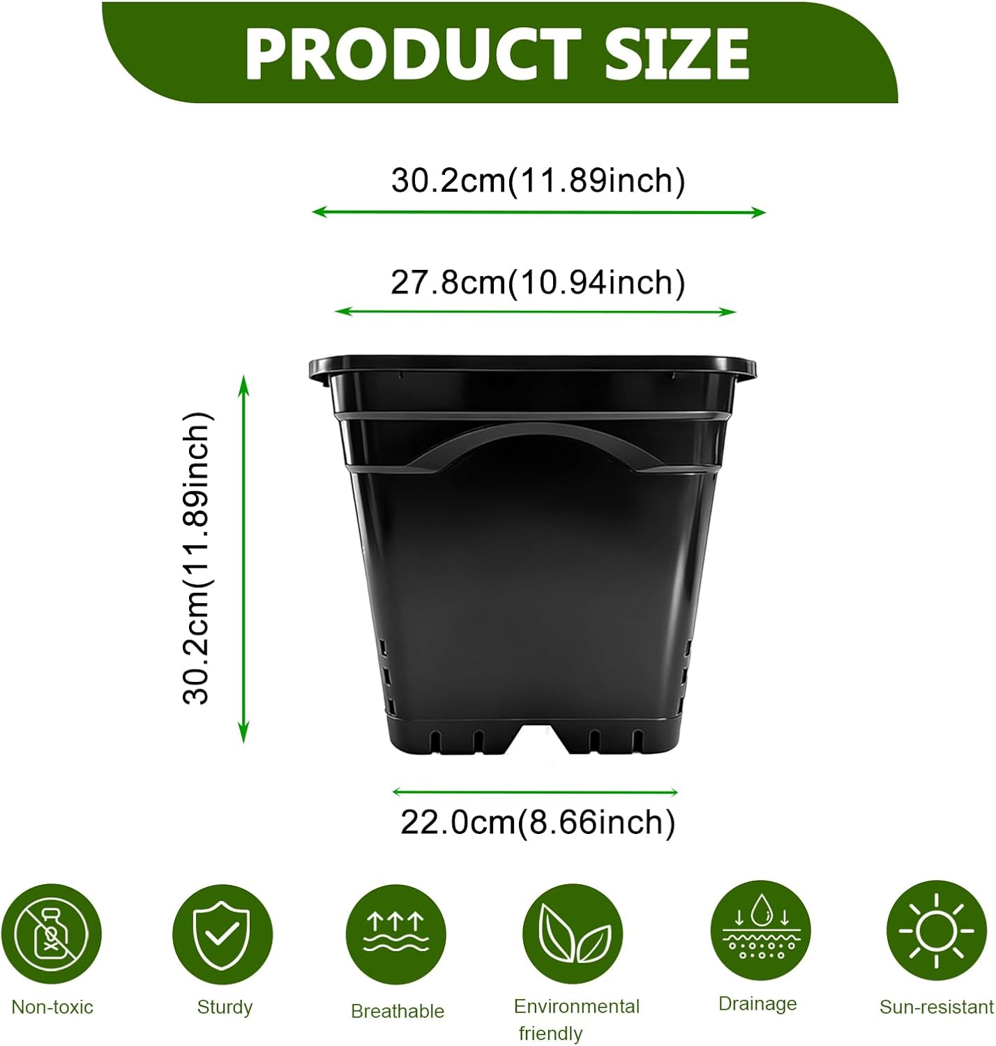 HG12X12SW 20 Pack 6 Gallon Large Square Nursery Pots, 12 x 12 Inch Black Plastic Plant Nursery Pots Garden Planter for Planting Flowers