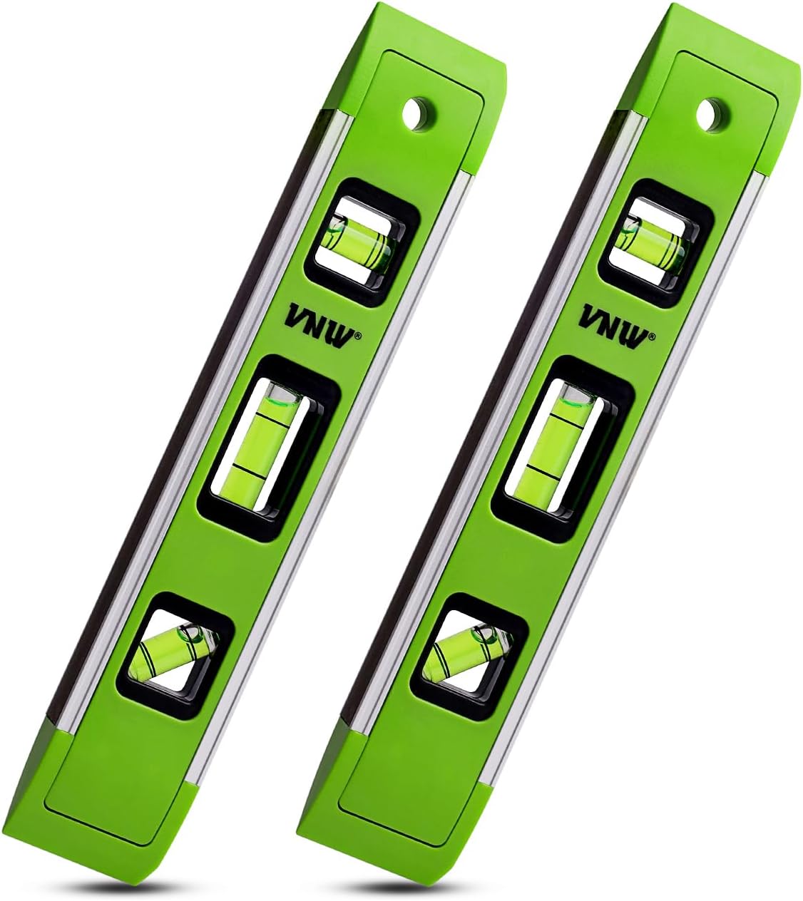 9 Inch Torpedo Level, Magnetic Bubble Level with 45°/90°/180° Bubble Vials, Shock Resistant Leveler Tool for Measuring (2)