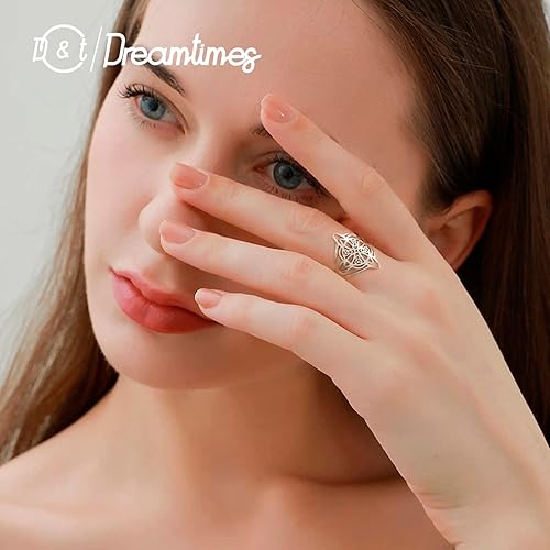 Vista 3 de Dreamtimes Anillo de nudo de bruja para mujer, anillos de barra de acero inoxidable, anillo de nudo de bruja celta, cuaternario, anillo de brujería