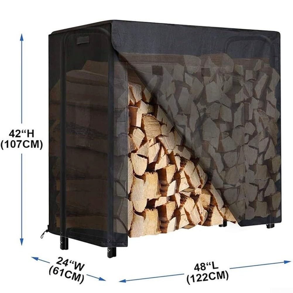 Portalegna per legna da ardere, copertura impermeabile in tessuto Oxford resistente alle intemperie, con prese d'aria per uso in giardino, 122 x 61 x 107 cm (600D)