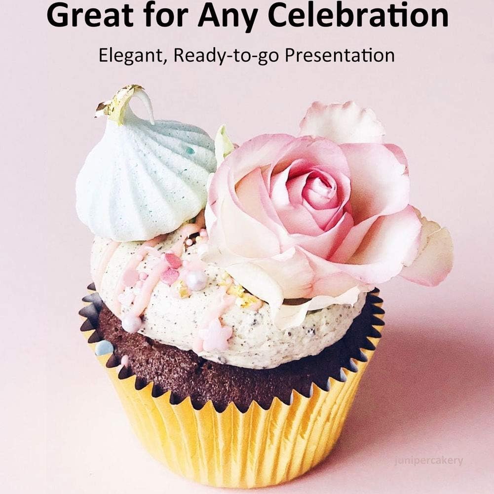 Caperci Standard Cupcake Liners Gold Foil Muffin Baking Cups 150-Pack - Premium Greaseproof & Sturdy Cupcake Papers