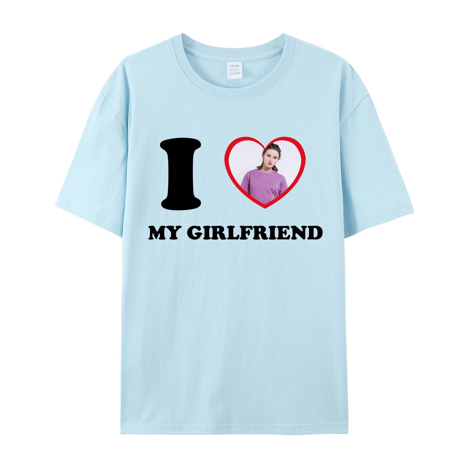 Custom Personalized I Love/Heart Shirt with Custom Text - Custom Gift for Girlfriend Boyfriend - Custom Shirt Valentines Gift Baby Blue