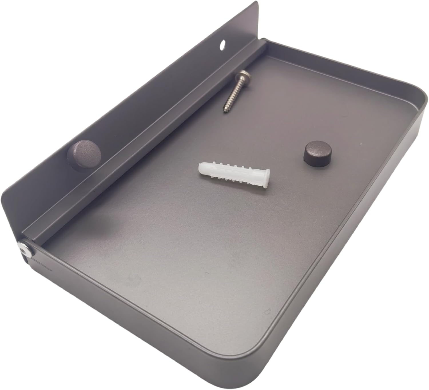 Bandeja de Baño de Pared Plegable, Aluminio, Gris, 8 x 5 x 1 Pulgadas