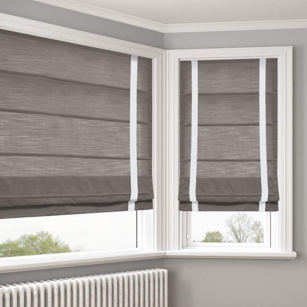 LANTIME Roman Shades Window Blinds, Made to Order Elegant Coffee Fabric Window Roman Shades, Blackout Roman Shades for Windows, French Doors, Doors, Kitchen Windows