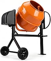 muhub 3.0 Cu Ft Portable Concrete Mixer - Heavy Duty Electric Cement Mixer with 70L Drum, Wheels & 120V Motor for Mortar, Seeds, Feed