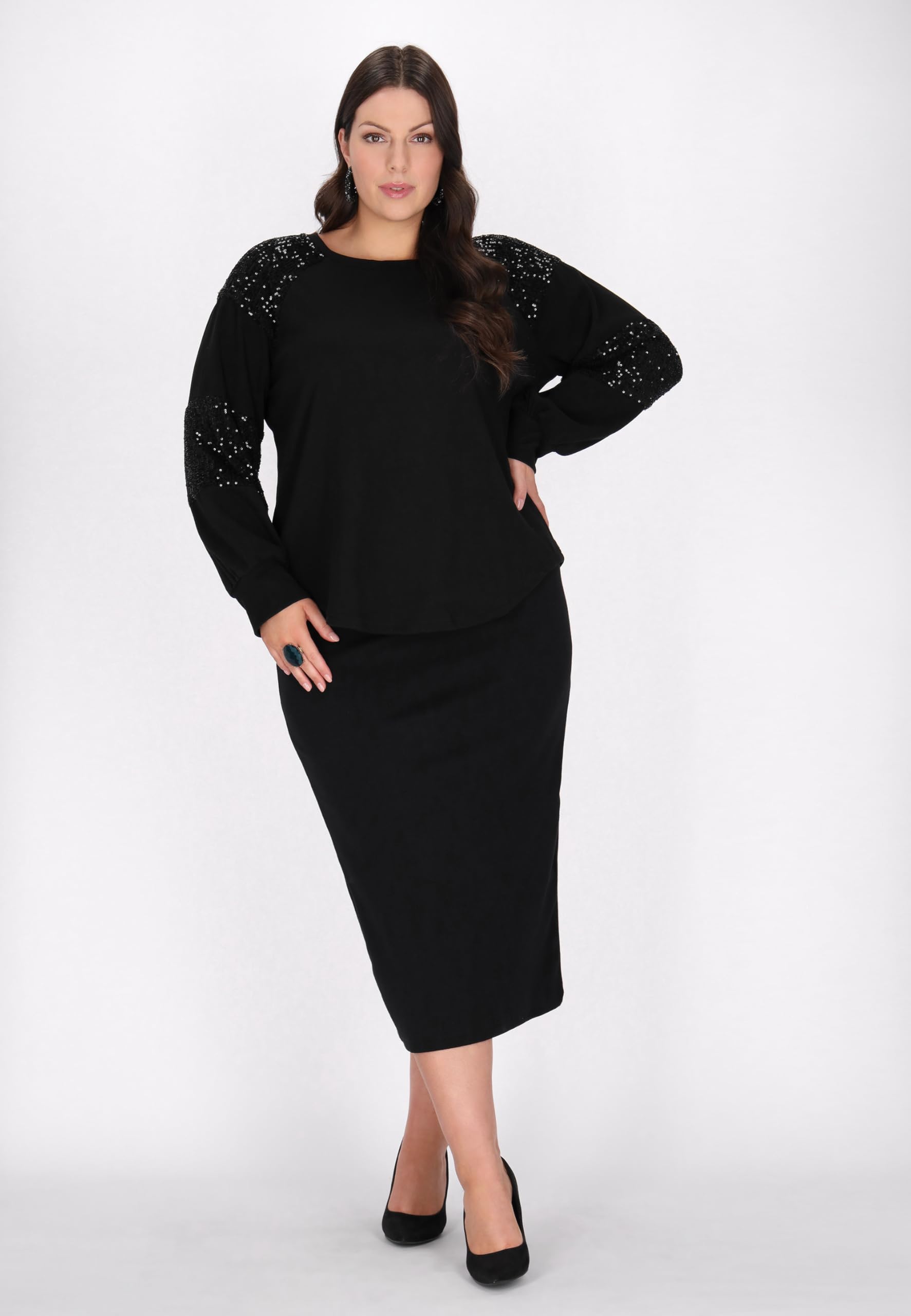 faina Damska bluzka plus size, czarna