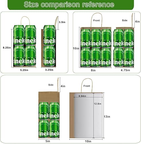 Miniatura 2 de Toovip Paquete de 90 bolsas de papel kraft marrón liso con asas a granel, múltiples 3 tamaños surtidos, bolsas de regalo para regalos, compras,