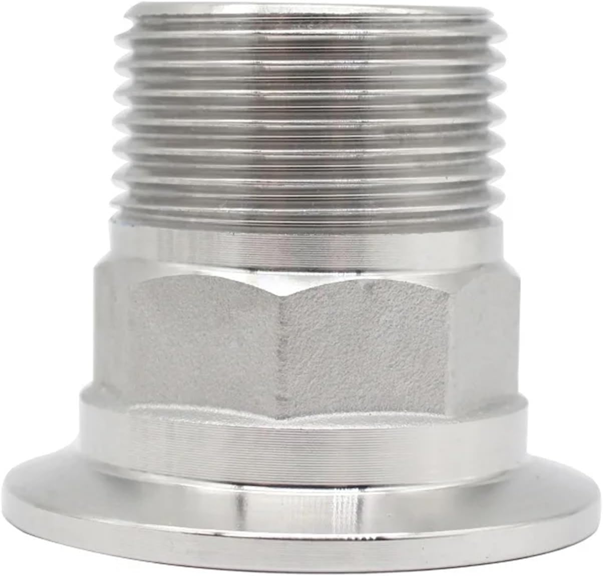 1pcs SS304 316 Stainless Steel Sanitary Hexagon External Thread BSPT 1/4 "-2" Collar Fitting Fitting For Three Clips(DN15 Ferrule 25.4,SS304)