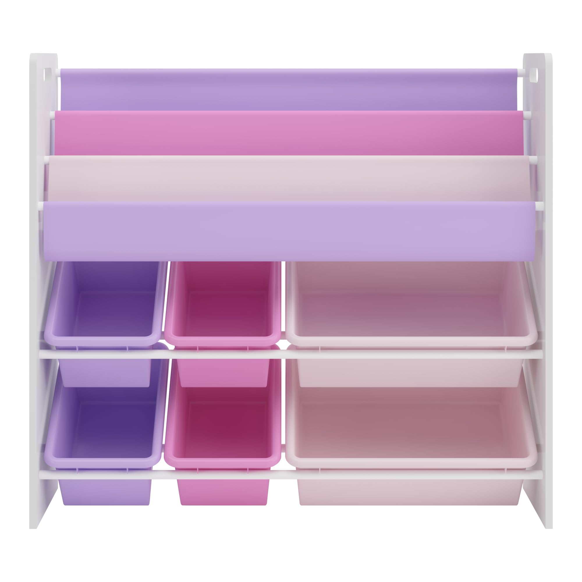 [en.casa] Scaffale per Cameretta con Contenitori Morbidi a Scaletta per Libri e Vaschette Porta Giochi Mobile a Misura di Bimbi 78x86x27 cm Decorazione Oceano