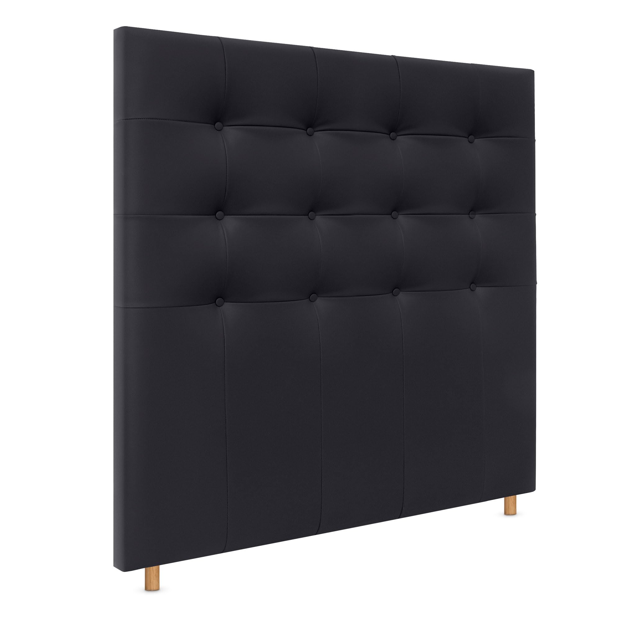 DHOME Cabecero Capitoné hasta el Suelo Cabezal 8cm tapizado ACUALINE Tela y Polipiel para Cama Dormitorio (135x120cm (120/135), Polipiel Negro)
