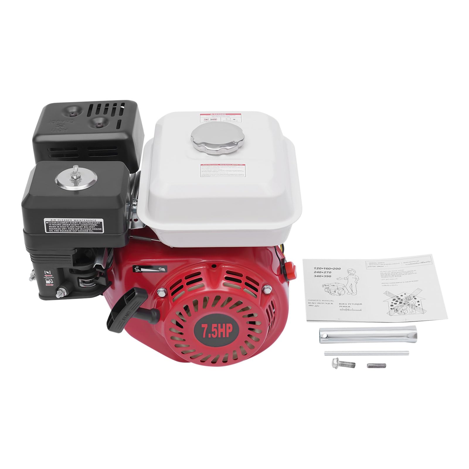 Benzinemotor, 7,5 pk, 210 cc, 4-takt staande motor, kartmotor, aandrijfmotor, 1 cilinder, luchtgekoelde motor, industriële motor Benzinemotor, 7,5 pk, 210 cc, 4-takt staande motor, kartmotor, aandrijfmotor, 1 cilinder, luchtgekoelde motor, industriële motor