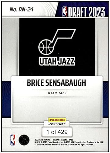 Miniatura 2 de BRICE SENSABAUGH RC 2023-24 Panini Instant Draft Night ROOKIE 429 NM+-MT+ NBA Basketball #DN24 Jazz