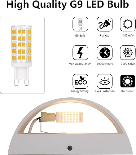Miniatura 4 de Aoceley Juego de 2 apliques de pared LED modernos de aluminio, para interiores, con cableado interior, montaje en pared arriba y abajo, apliques