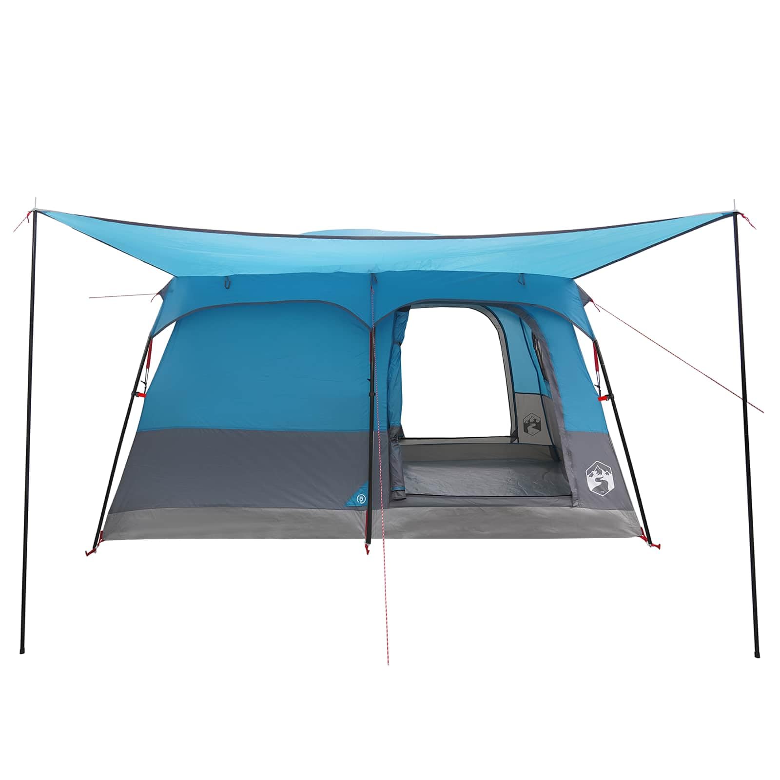 Namiot rodzinny, niebieski, 420 x 305 x 200 cm, poliester i stal, składany z otworem powietrznym, na kemping, urlop rodzinny, plażę, ochrona i cień