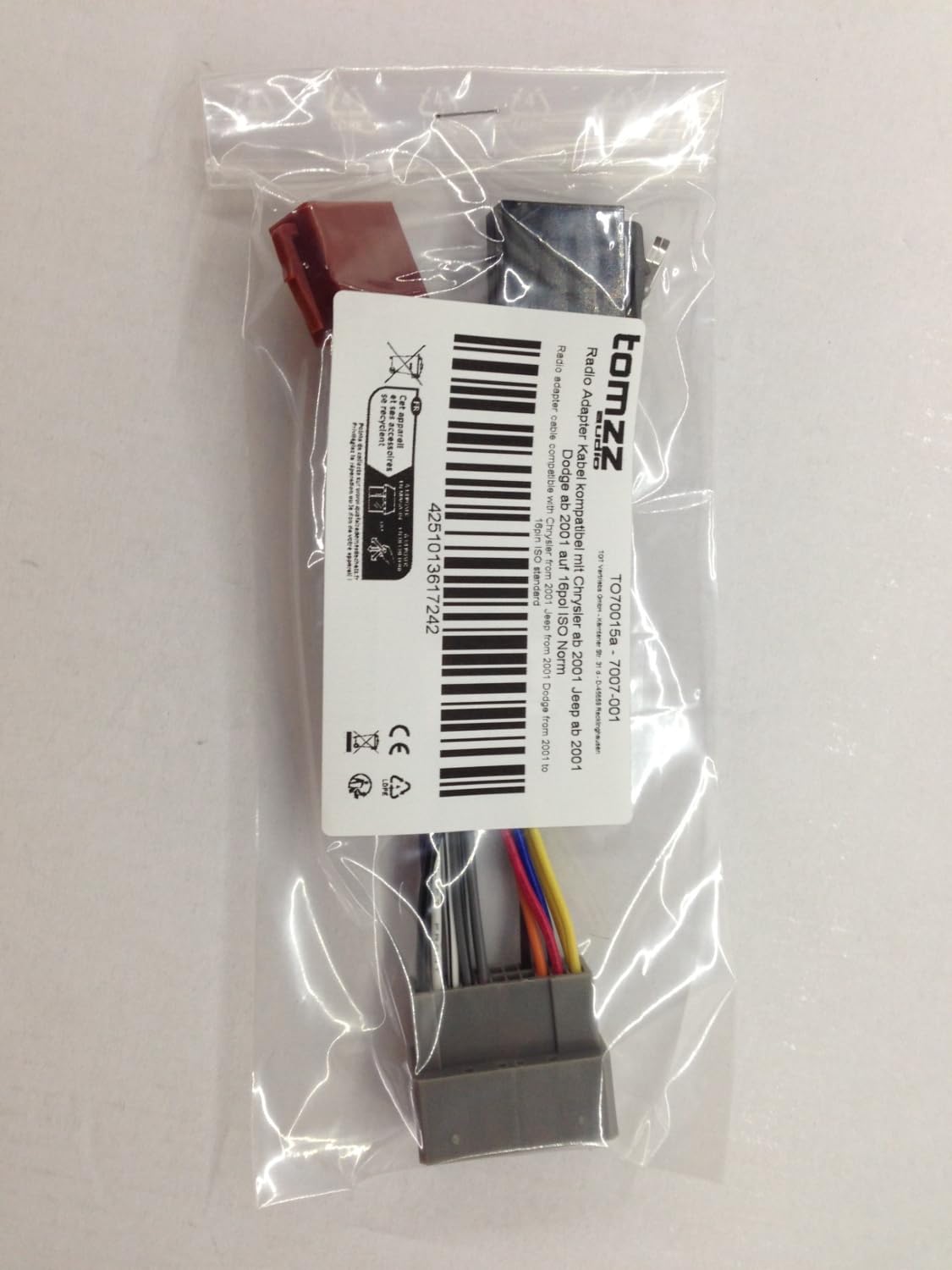 Adaptateur Radio Tomzz 7007-001 - Compatible Chrysler, Jeep, Dodge 2001+ - Vers ISO 16 Broches