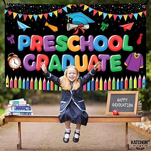 Image of KatchOn, Preschool Graduation Banner - 72x44 Inch | Preschool Graduation Decorations 2026 | Kindergarten Grad Decoration | Congratulations Banner | Congrats Grad Party Decorations