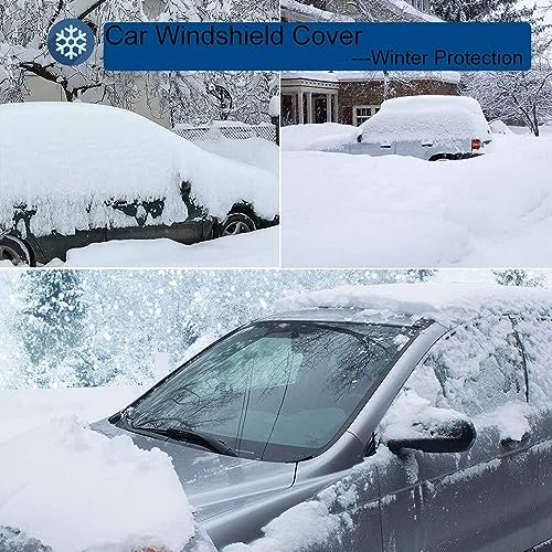 Image of Car Windshield Sunshade Cover - Heavy Duty Protective Windscreen Cover for All-Season Use- Snow Ice Frost Sun UV Dust Water Resistent - Pefect Fit for Cars All Years Summer /Winter