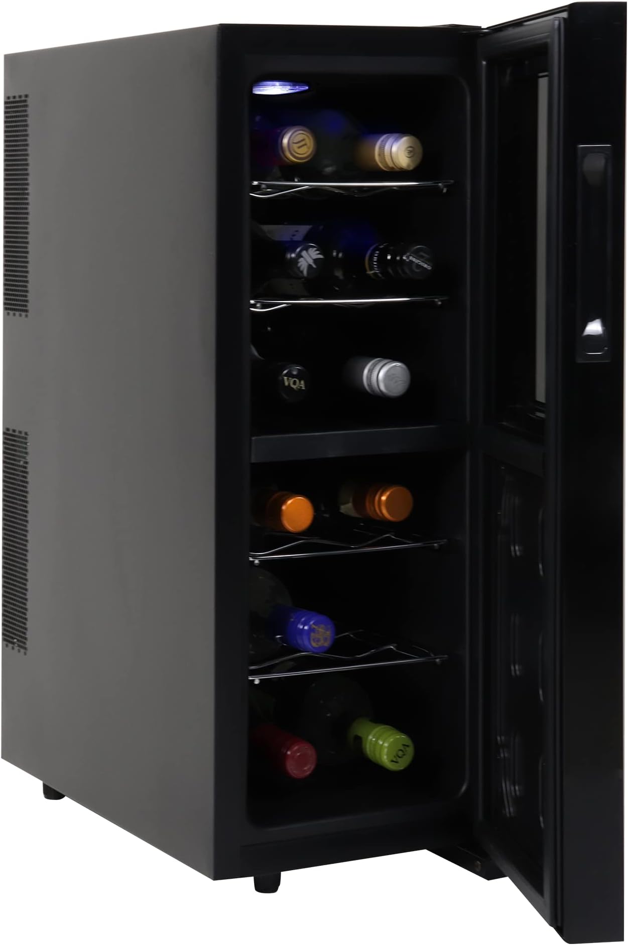 Koolatron 12 Bottle Dual Zone Wine Cooler, Black, Thermoelectric Wine
