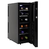 Koolatron Urban Series 12 Bottle Wine Cooler Refrigerator Dual Zone Thermoelectric Wine Fridge Freestanding Wine Cellar for Red White Sparkling Wine Ideal for Kitchen Apartment RV