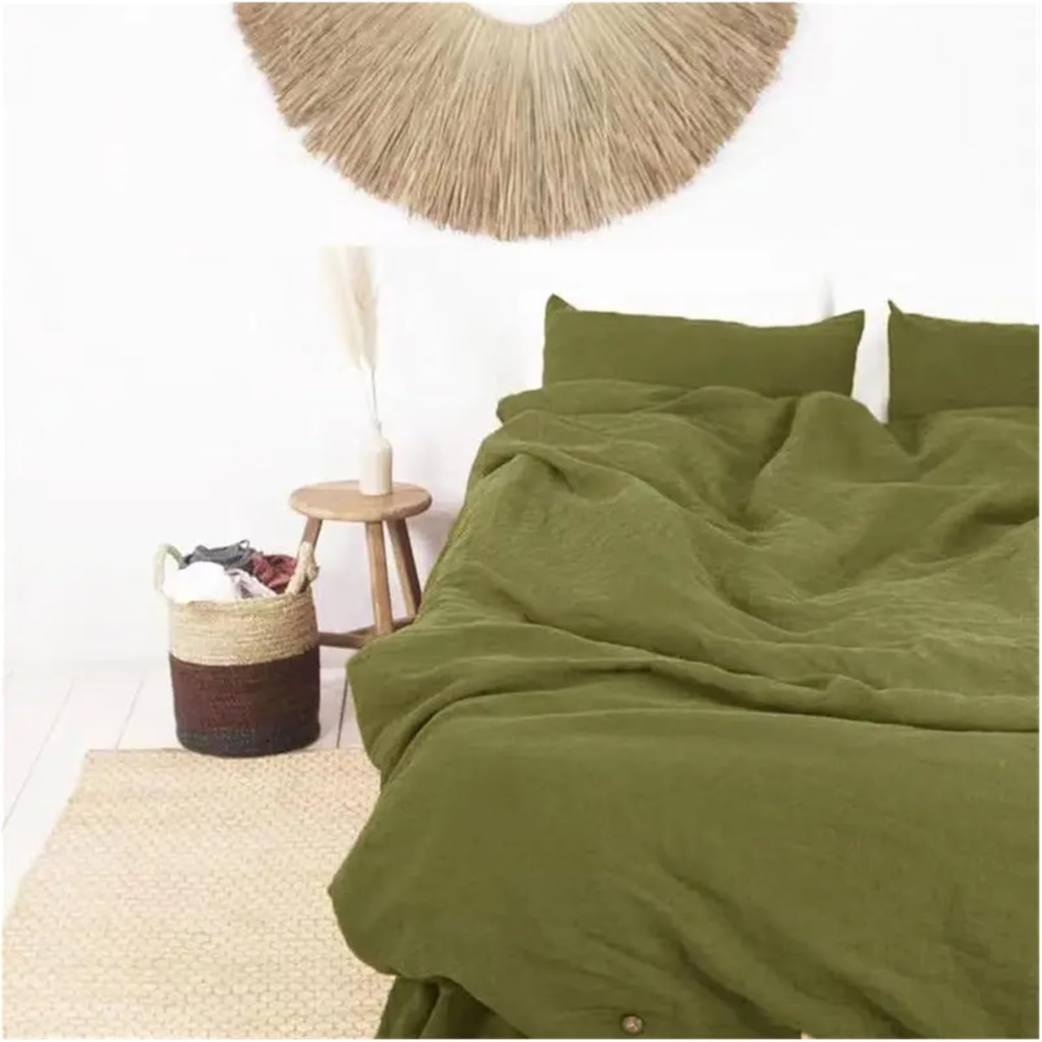 100% French Linen Natural Duvet Cover Durable Healthy Home Textiles Bedding Soft Comfortable Quilt Comforter Cover Queen (I 150x200cm)