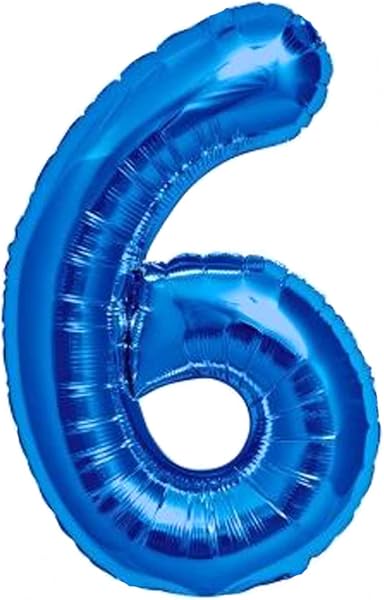 Luftballon 6. Geburtstag Zahl 6 Blau XXL Riesen Folienballon 100cm Geburtstagsdeko Jungen Ballon Zahl Deko zum Geburtstag. Fliegt mit Helium. - 1