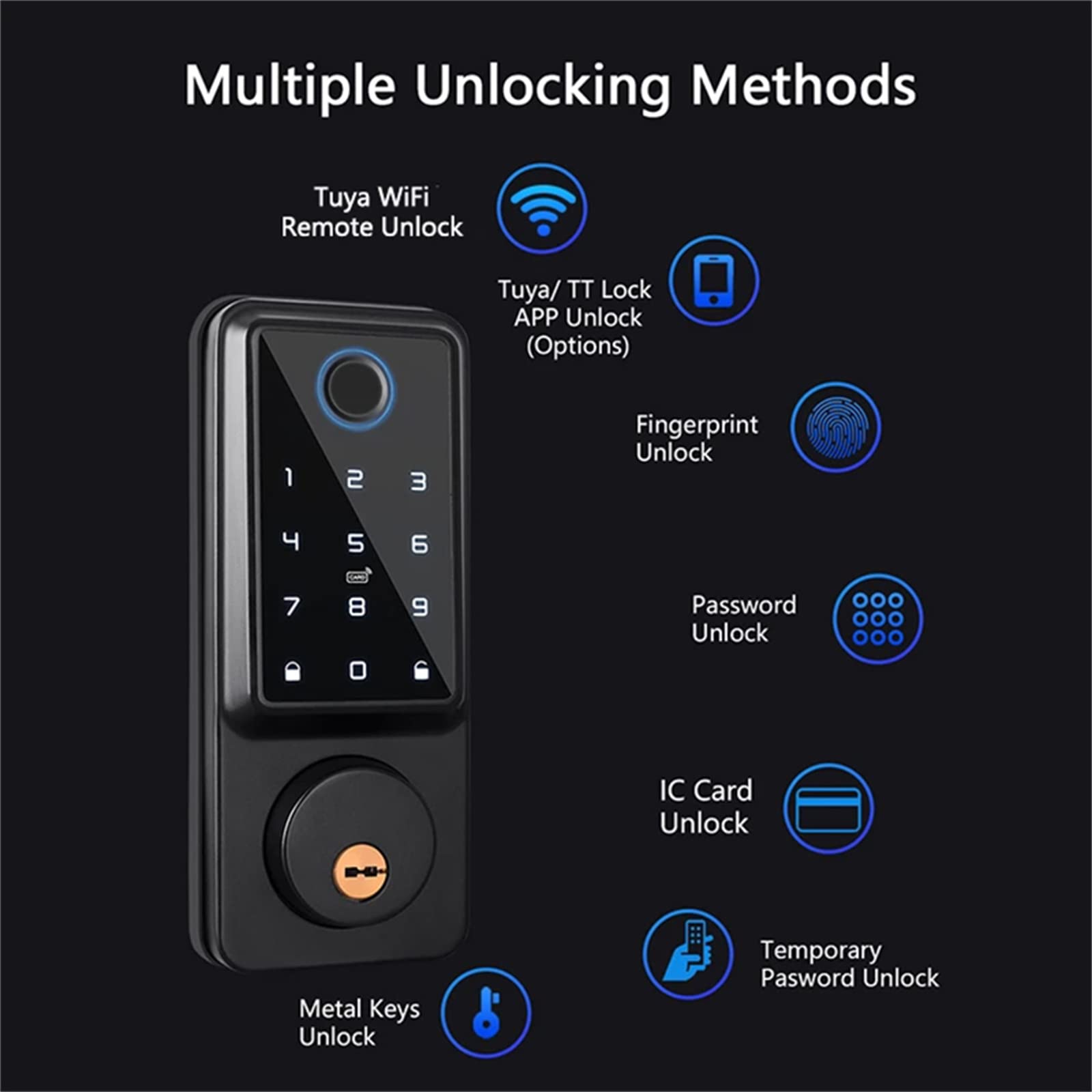 Serrure Intelligente, Serrures À Pêne Dormant Intelligentes Pour La Maison Alexa Wifi Bluetooth Ttlock App Biométrique Empreinte Digitale Sans Clé Clavier Numérique Serrure De Porte D'entrée