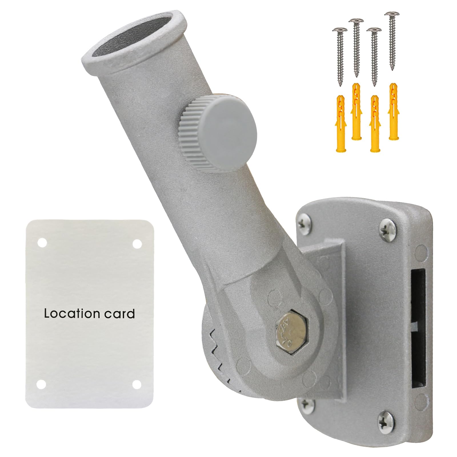 NQ Fahnenhalter Verstellbar, 2,5CM Durchmesser, Halterung für Fahnenmast, Fahnenmasthalter zur Wandmontage，Fahnenmasthalterung aus Aluminiumlegierung,Flag Pole Holder(Silber)