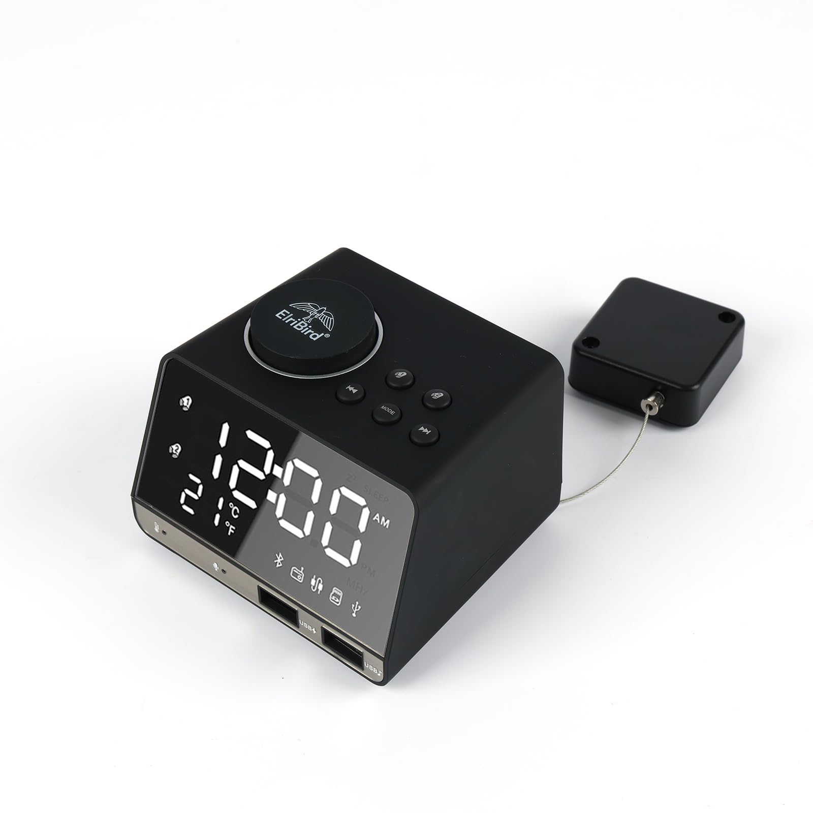 Reloj despertador digital con radio FM: alarma dual, puertos de carga USB, altavoz Bluetooth, repetición, temporizador de apagado y batería de respaldo para el hogar y el hotel