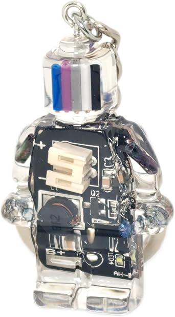 Upcycled Circuit Board Robot Keychain, Handmade Real PCB Resin Charm, Unique Cyberpunk Gift for IT