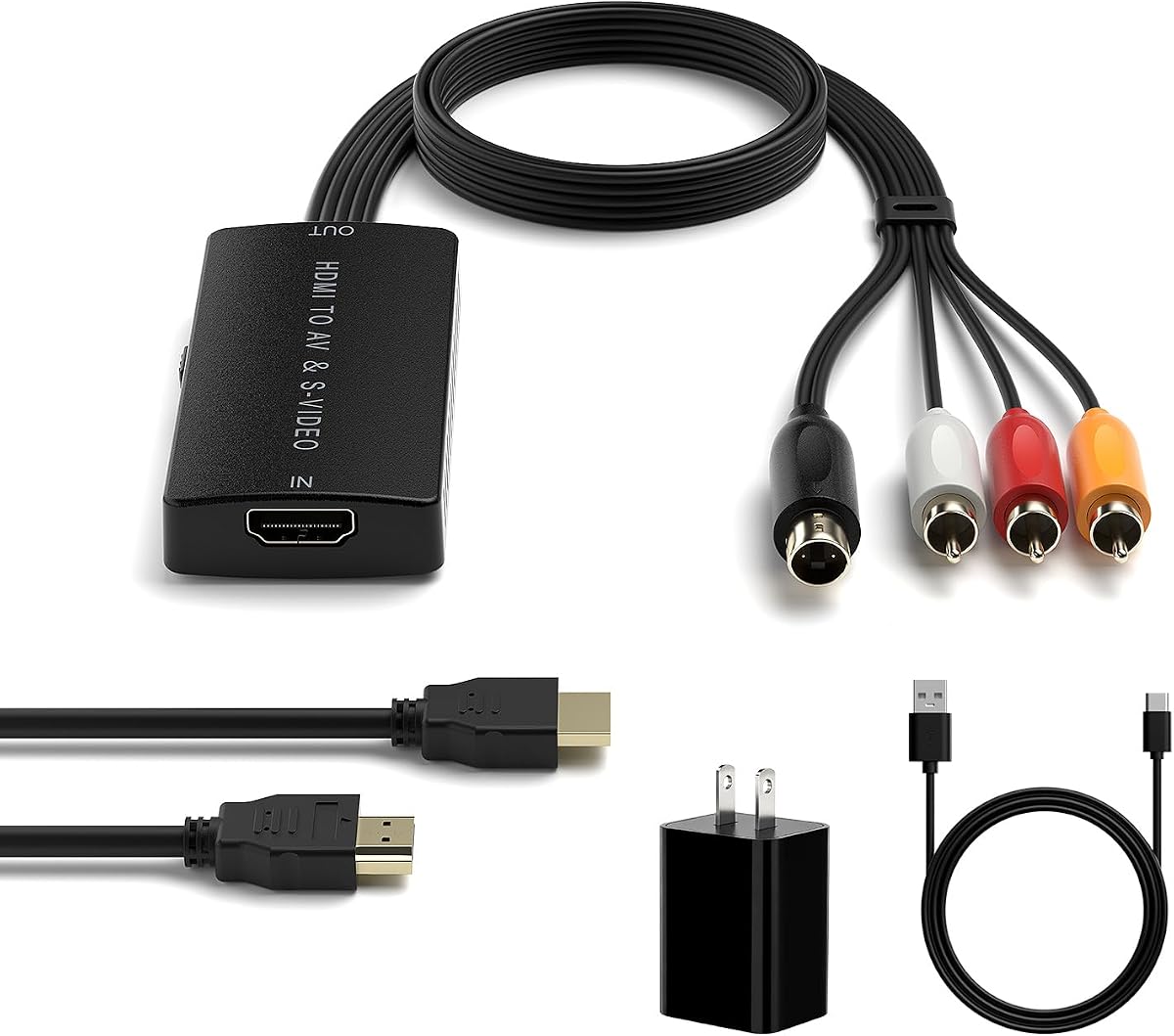 Dingsun HDMI to S-Video Converter HDMI to RCA Adapter Support 720P/1080p for PC Laptop Xbox PS3 TV STB VHS VCR Blue-Ray DVD
