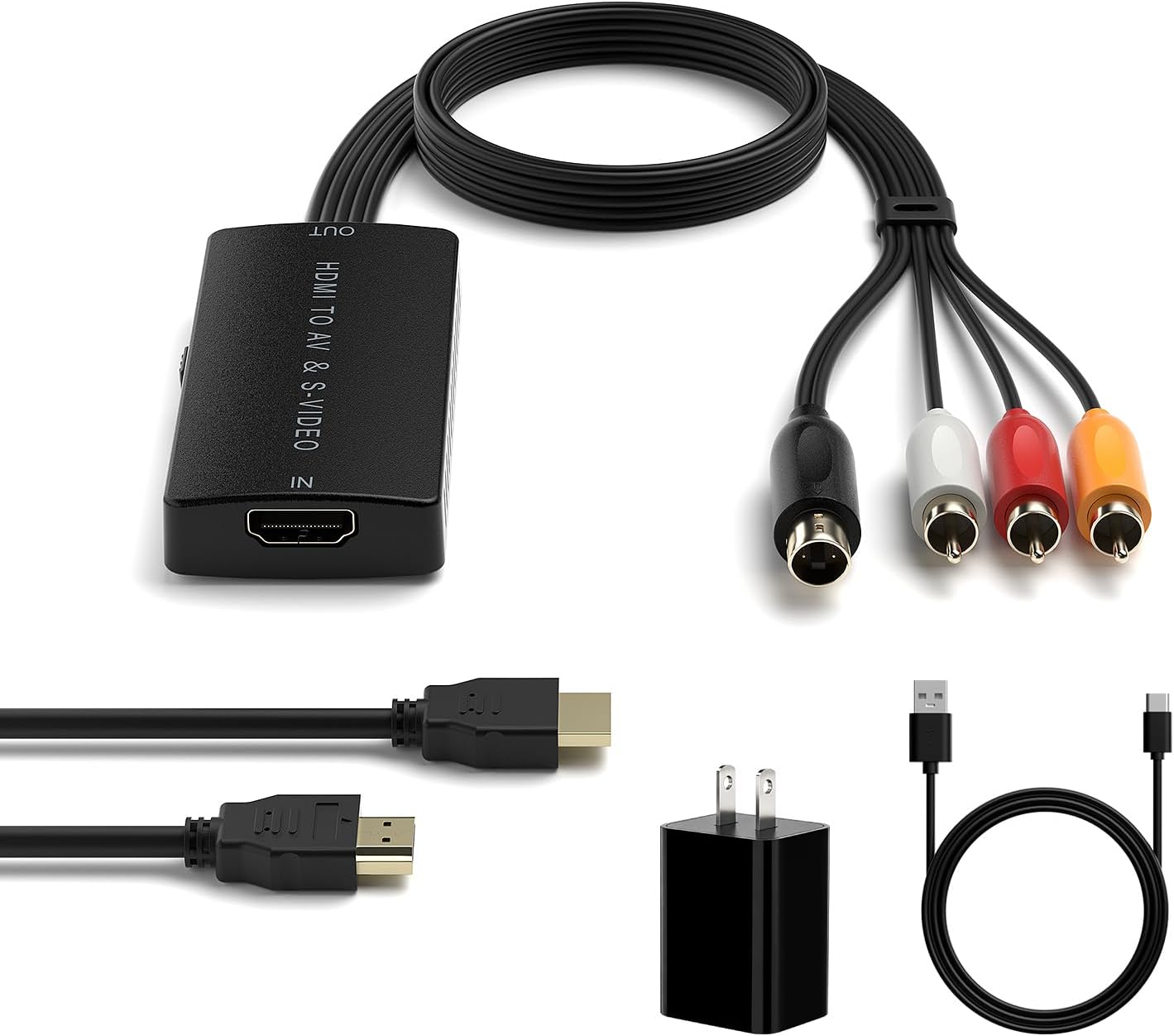 Dingsun HDMI to S-Video Converter HDMI to RCA Adapter Support 720P/1080p for PC Laptop Xbox PS3 TV STB VHS VCR Blue-Ray DVD