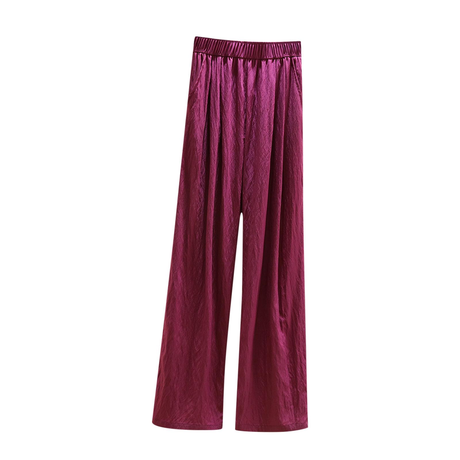 Womens Pants Trendy High Rise Pants Elastic Waist Pants Casual Flowy Pants Comfy Pants for Loose Fit Trendy
