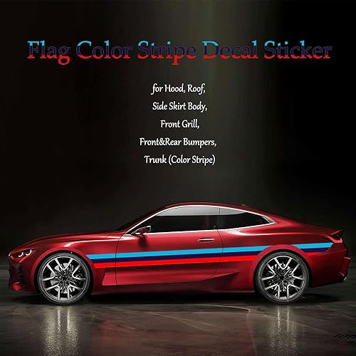 Miniatura 7 de Calcomanía de rayas de color de 78 x 5.9 pulgadas para BMW, calcomanía de rayas modificadas para bricolaje, decoración impermeable para capó, techo,